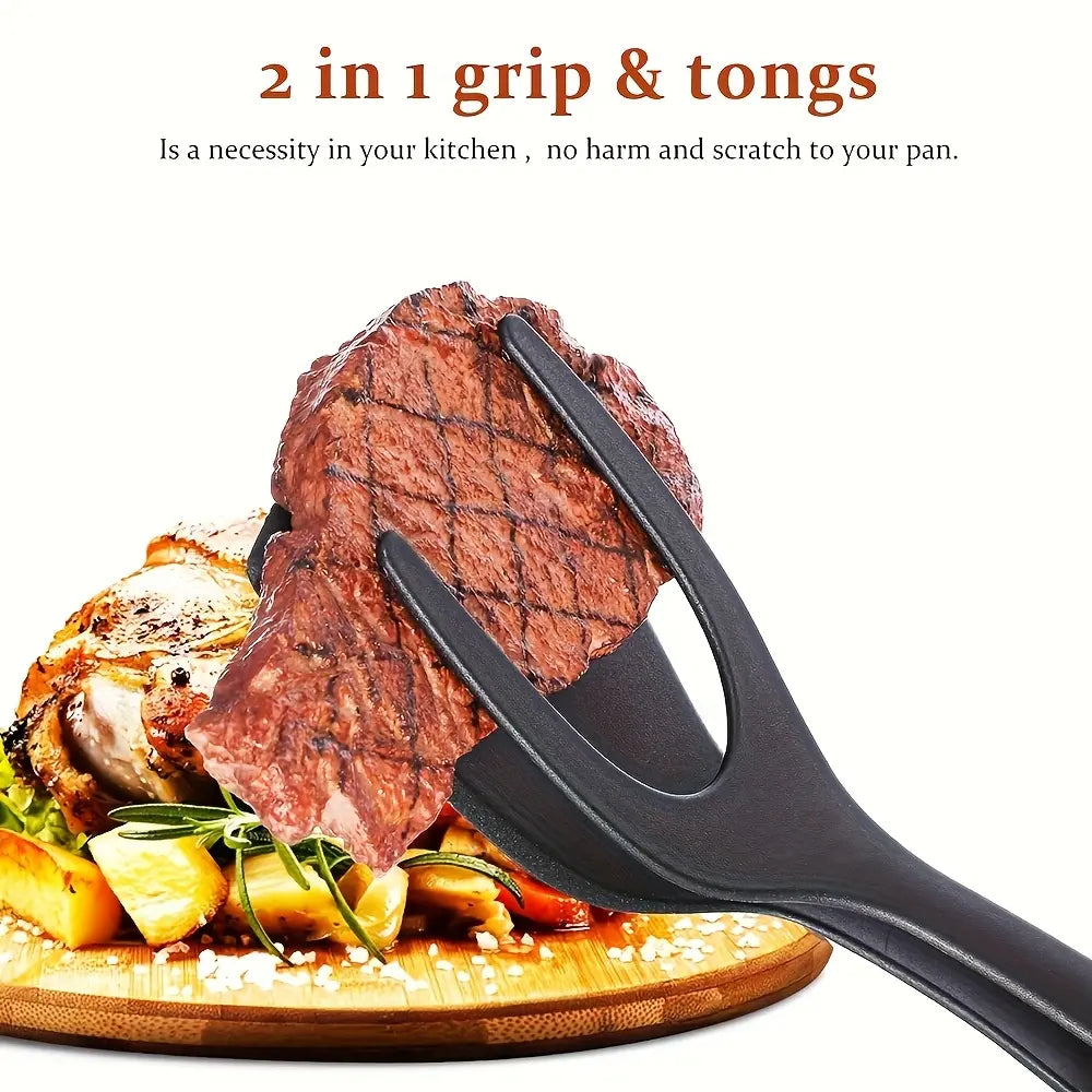 Grip & Flip Spatula Tongs - Sturdy, Durable Non‑Stick Egg Flipper & Food Turner for Pancakes 🍳