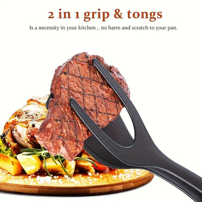 Grip & Flip Spatula Tongs - Sturdy, Durable Non‑Stick Egg Flipper & Food Turner for Pancakes 🍳