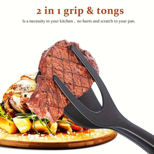 Grip & Flip Spatula Tongs - Sturdy, Durable Non‑Stick Egg Flipper & Food Turner for Pancakes 🍳
