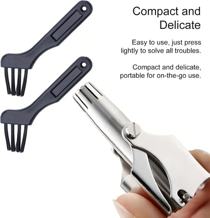 Manual Nose Hair Trimmer,Stainless Steel,Waterproof,No Battery Needed with Cleaning Brush Trimmer🪒