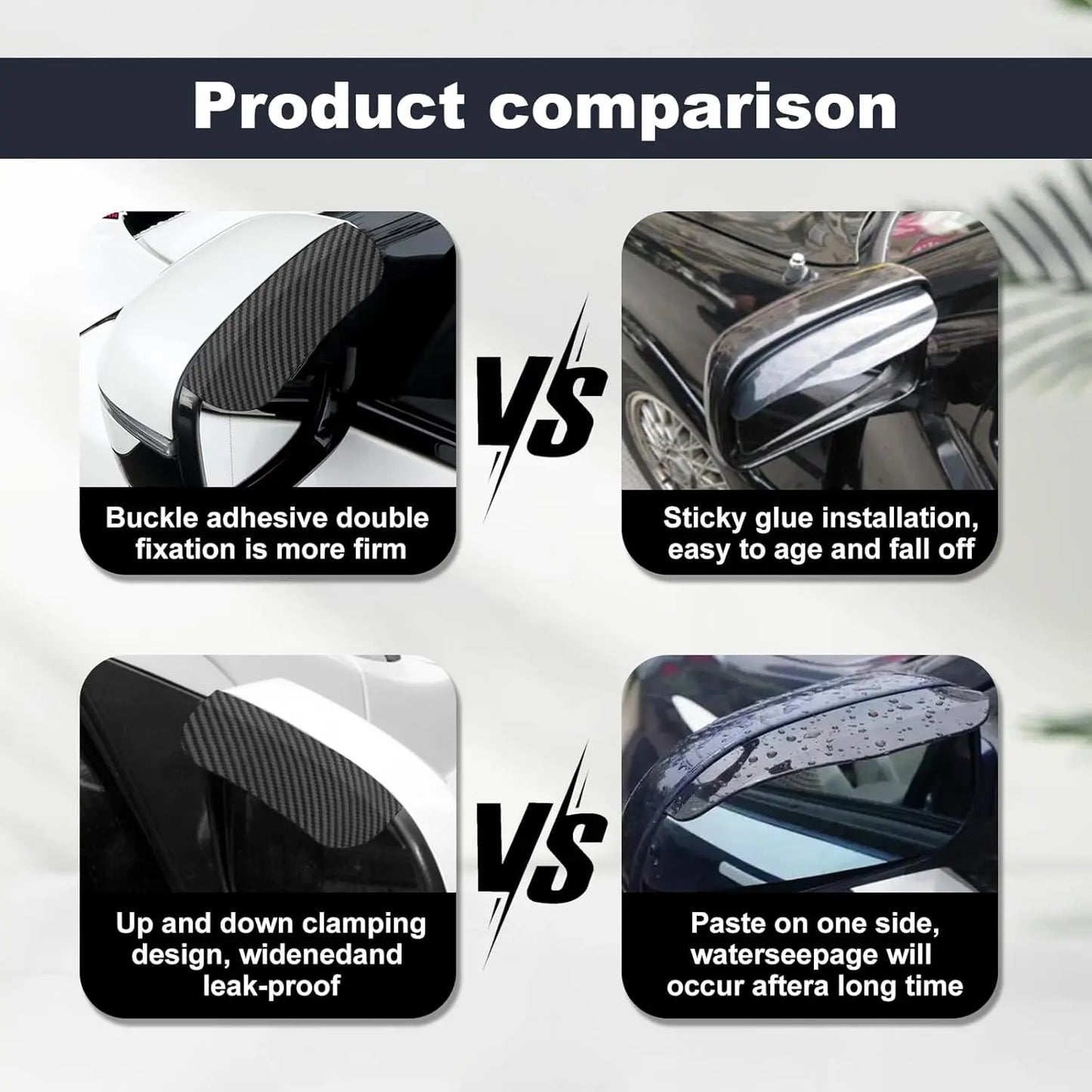 2PCS Car Side Mirror Rain Guards - Carbon Look ABS Visor Covers with Adhesive Tape 🚗