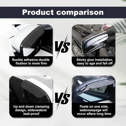 2PCS Car Side Mirror Rain Guards - Carbon Look ABS Visor Covers with Adhesive Tape 🚗