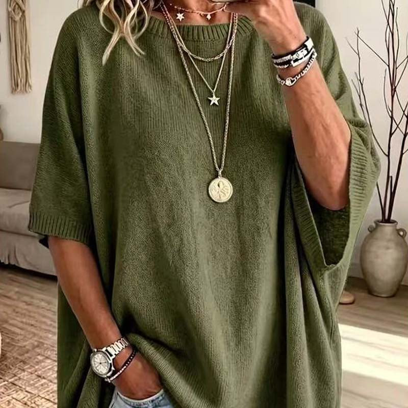 Loose-Fitting, Solid-Color, Casual Knit Sweater for Women, Perfect as an Outer Layer 🍂
