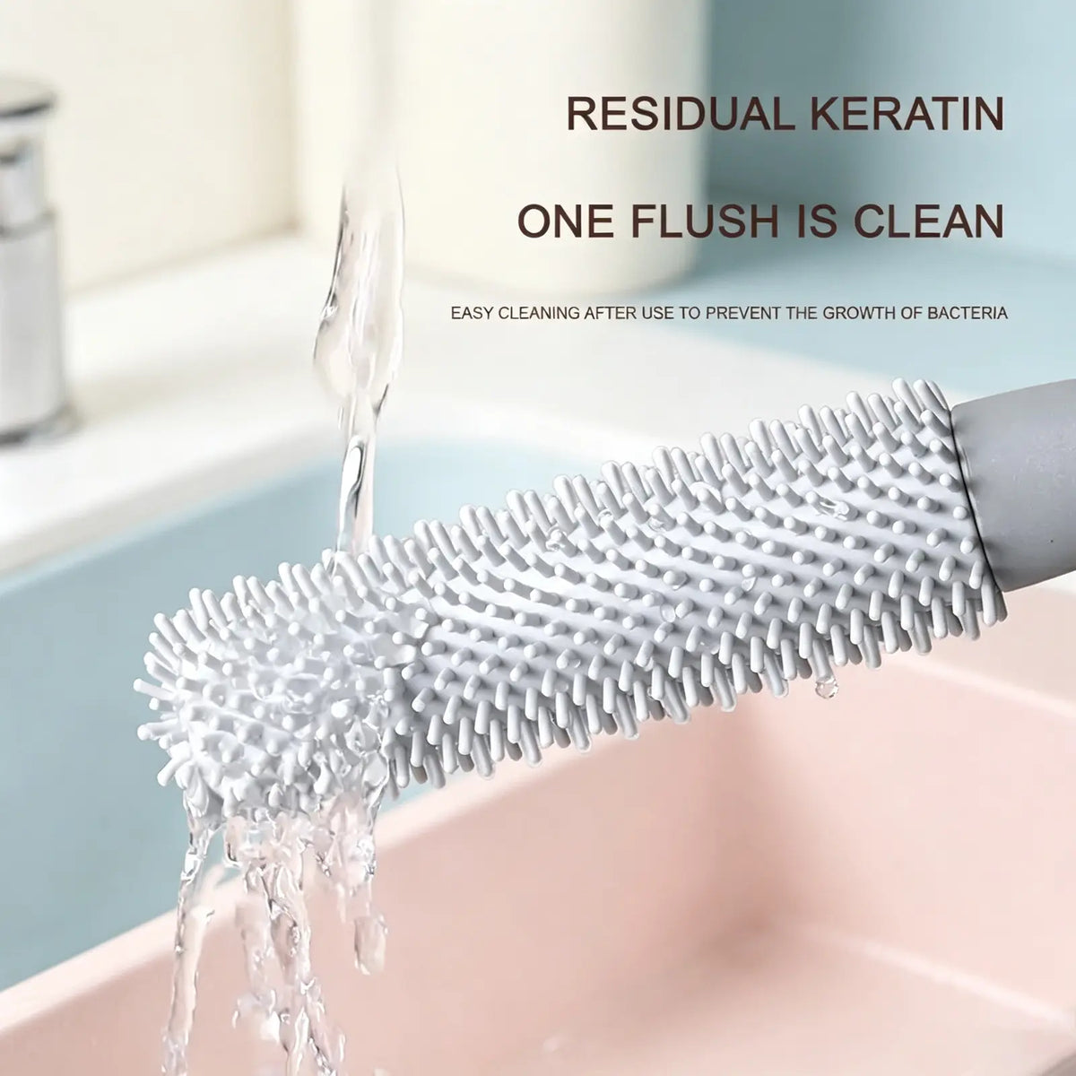 Silicone foot brush rinsing clean under running water