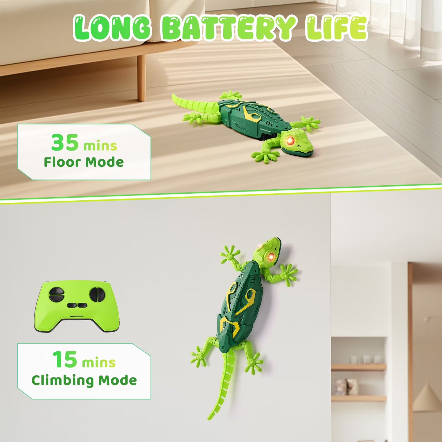 Wall Crawler Gecko, Remote Control Toy, Electric Lizard Toy with LED Glowing Eyes🦎