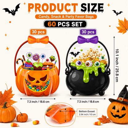 Halloween Plastic Goodie Bags, Trick or Treat Candy Bags 🎃