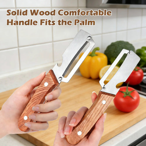 Wooden-Handled Stainless Steel Sharp Peeler