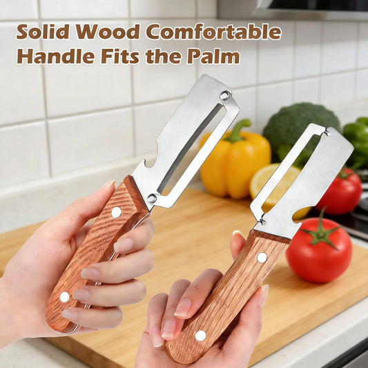 Wooden-Handled Stainless Steel Sharp Peeler