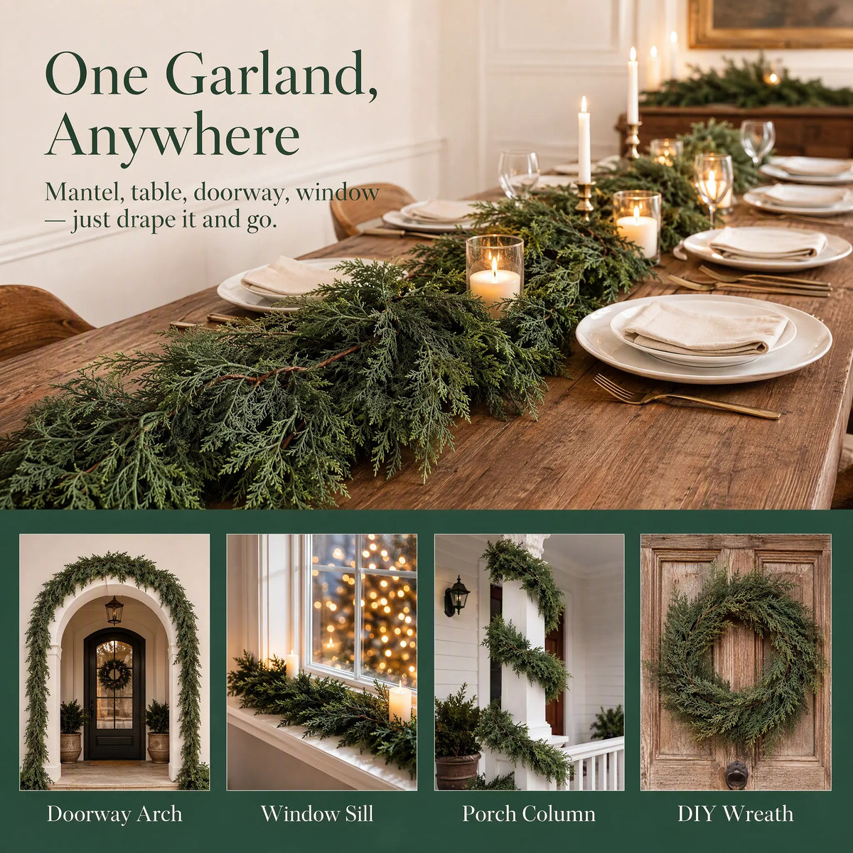 6 FT 2 Pcs Artificial Cedar Garlands, Real Touch Winter Cedar Garland🌲
