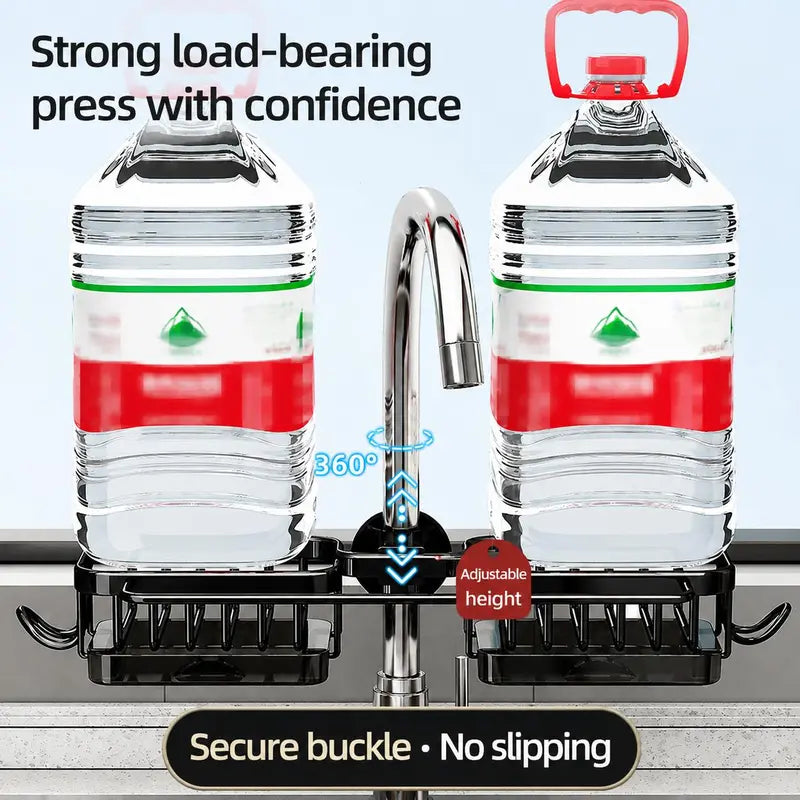 Sink Organizer Rack, Stainless Steel Hanging Faucet Drain Rack with Drip Tray🧽