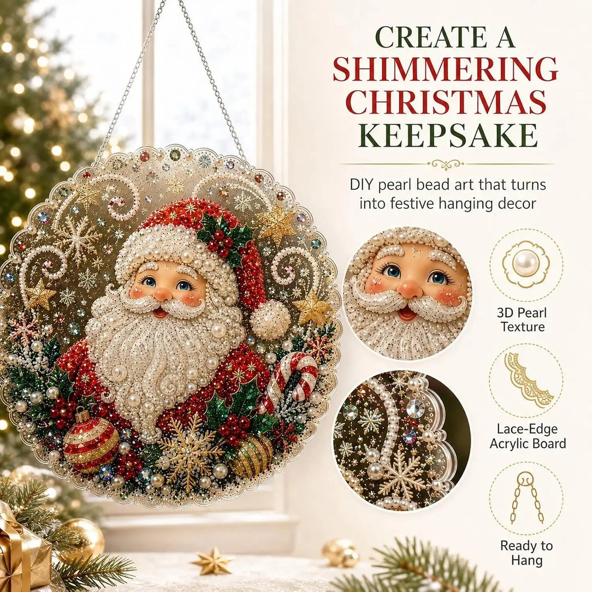 Christmas Pearl Diamond Painting Suncatcher Craft Kit 🎄