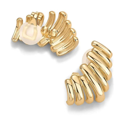 14K Gold Plated Statement Climber Stud Earrings for Women ✨