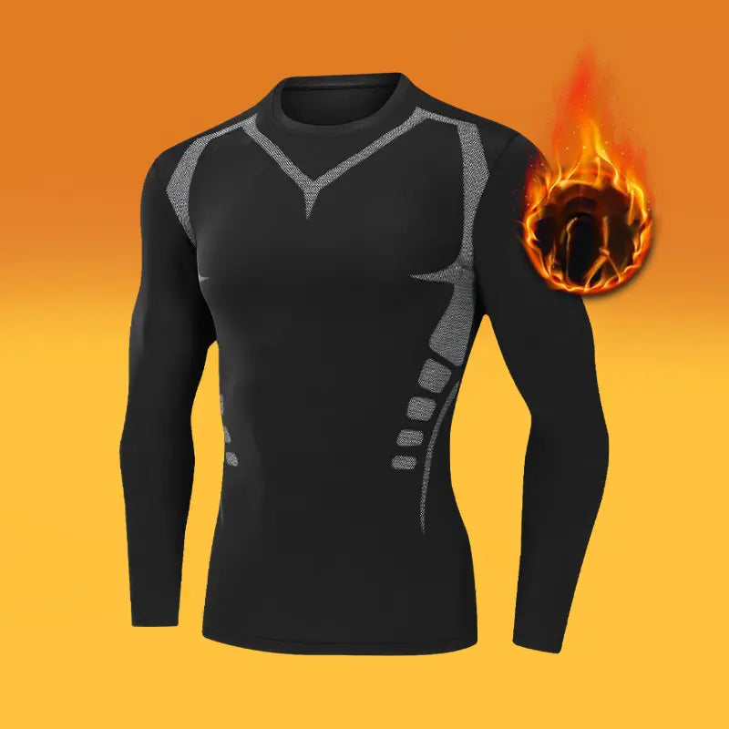 Men's Thermal Underwear Set - Long Sleeve T-Shirt & Pants with "WARM" Print 🔥