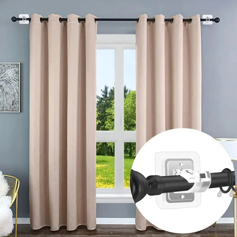 8 Pack Clear Curtain Rod Brackets with Clips, Invisible Transparent Drapery Hook Holders