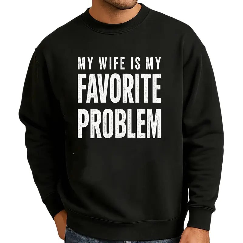 Men's Classic Shortsleeve T-Shirt, Funny 'My Wife Is My Favorite Problem' Graphic Print👕