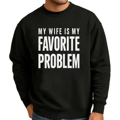 Men's Classic Shortsleeve T-Shirt, Funny 'My Wife Is My Favorite Problem' Graphic Print👕