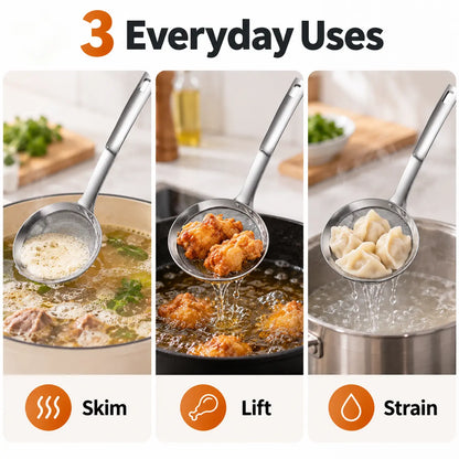 Stainless Steel Fine Mesh Skimmer Spoons, Multi-Size Hot Pot Fat Skimmers 🍲