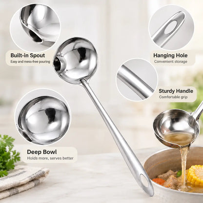 2 Count Stainless Steel Oil Separator Ladle, Mirror Polished Surface 🥄