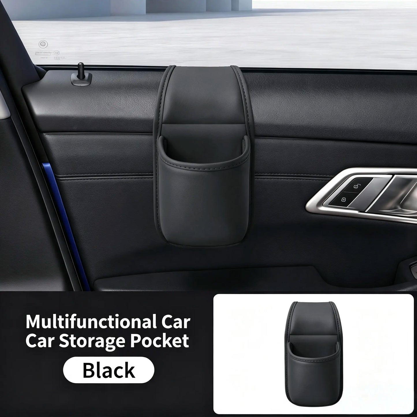 Leather Car Door Storage Pocket - Double‑Layer Compartments🚘