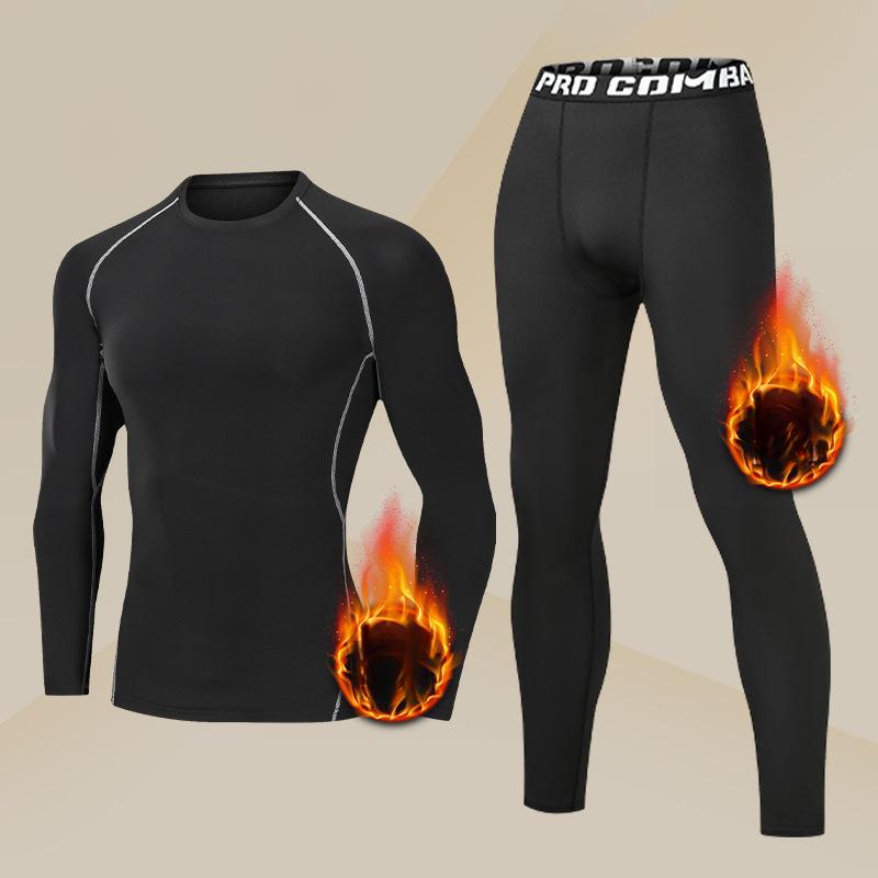 Men's Thermal Underwear Set - Long Sleeve T-Shirt & Pants with "WARM" Print 🔥