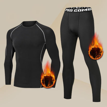 Men's Thermal Underwear Set - Long Sleeve T-Shirt & Pants with "WARM" Print 🔥