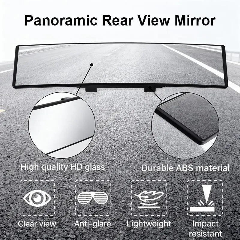 12-Inch HD Convex Panoramic Rearview Mirror, Clip-On Car Interior Mirror with Anti-Slip Clips 🚗