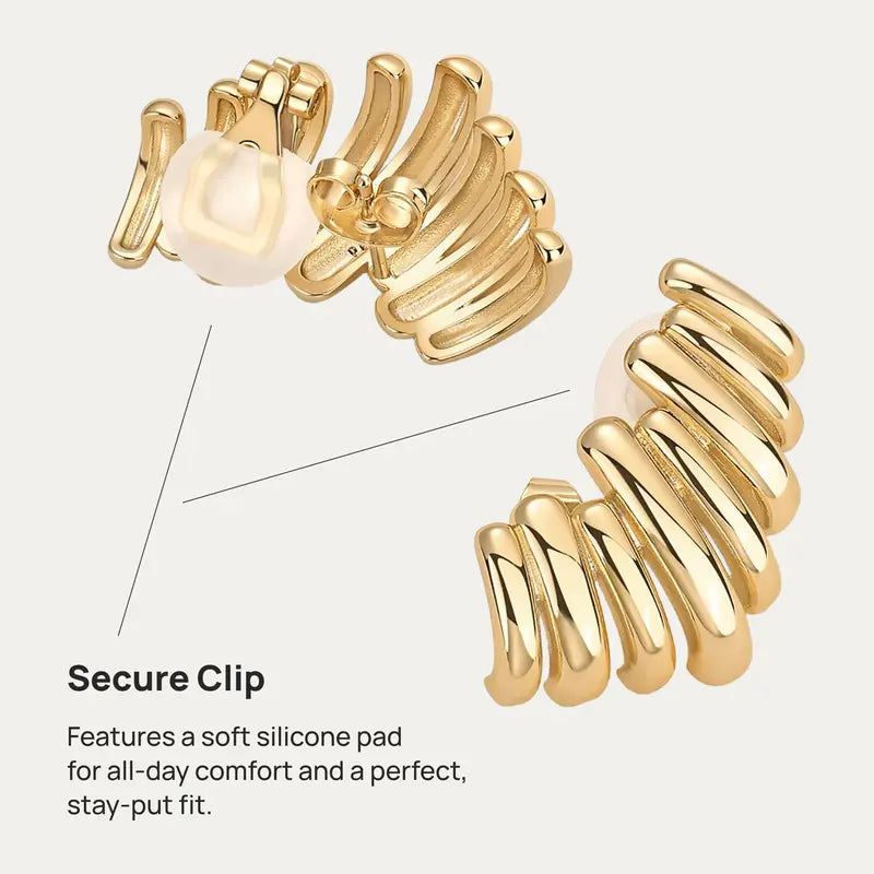 14K Gold Plated Statement Climber Stud Earrings for Women ✨