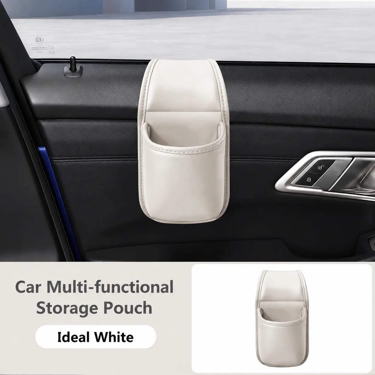 Leather Car Door Storage Pocket - Double‑Layer Compartments🚘