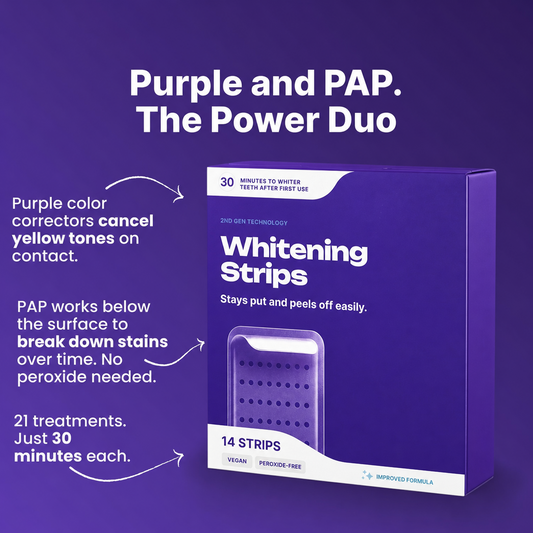 Purple Teeth Whitening Strips, Enamel-Safe Stain Removal💜