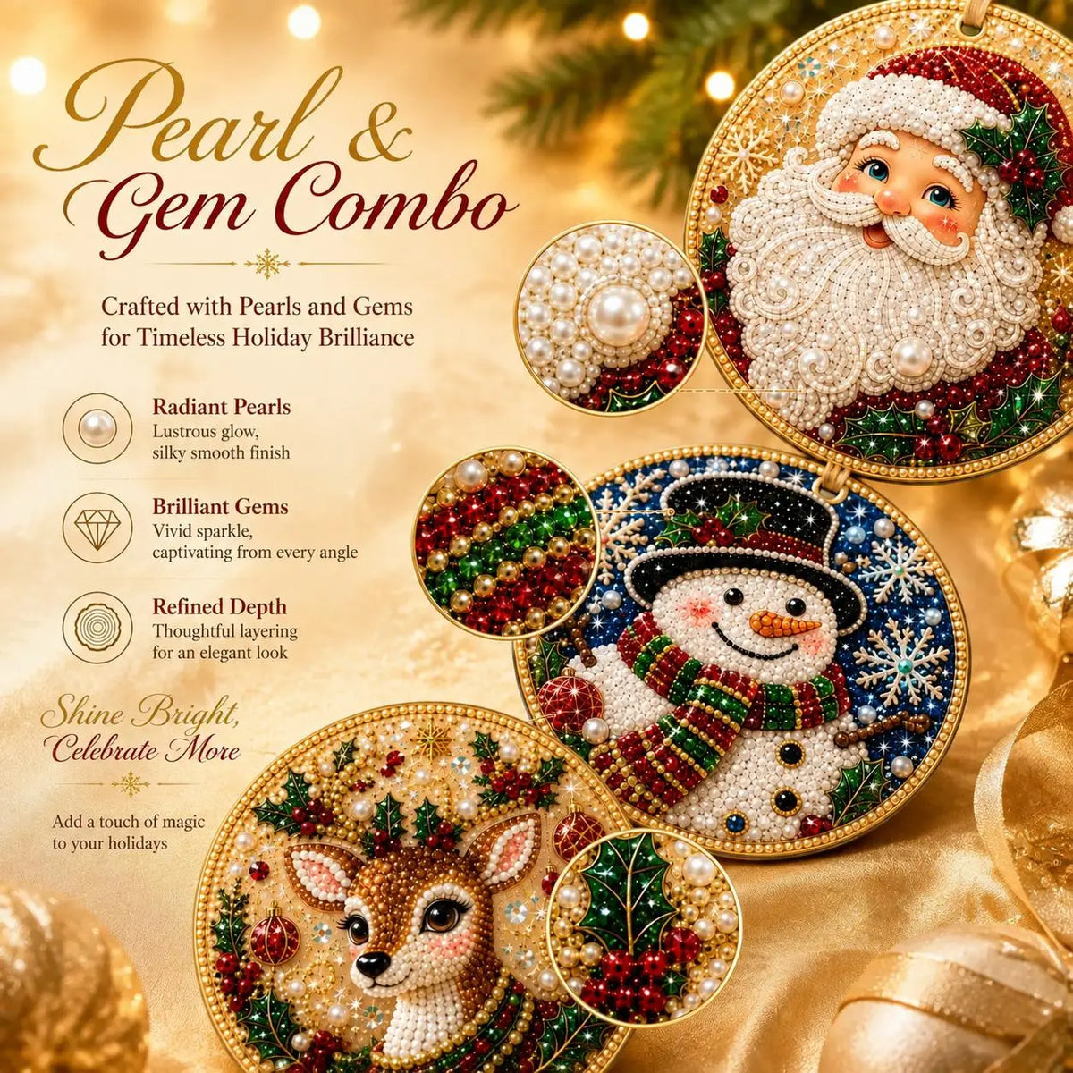 6Pcs/12Pcs Christmas DIY Diamond Painting Ornaments Kit, Xmas Tree Hanging Pendant 🎄