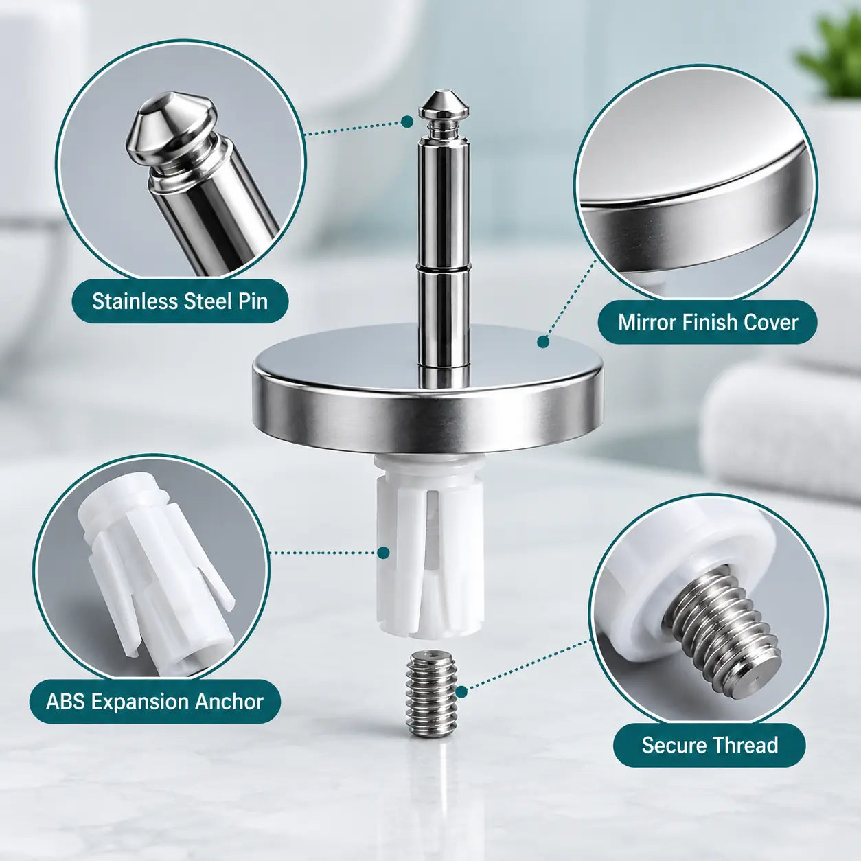 2 Counts Universal Toilet Seat Expansion Screw Bolts, Thickened Stainless Steel 🔩