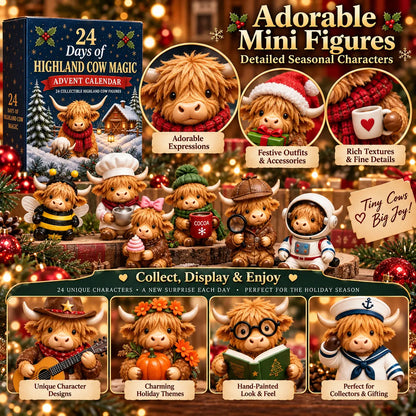 24-Day Highland Cow Advent Calendar - Christmas Countdown Gift Box 🐄🎁