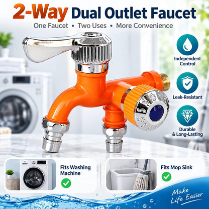 Dual Outlet Washing Machine Plastic Faucet, 1 In 2 Out Water Plastic Tap🚰