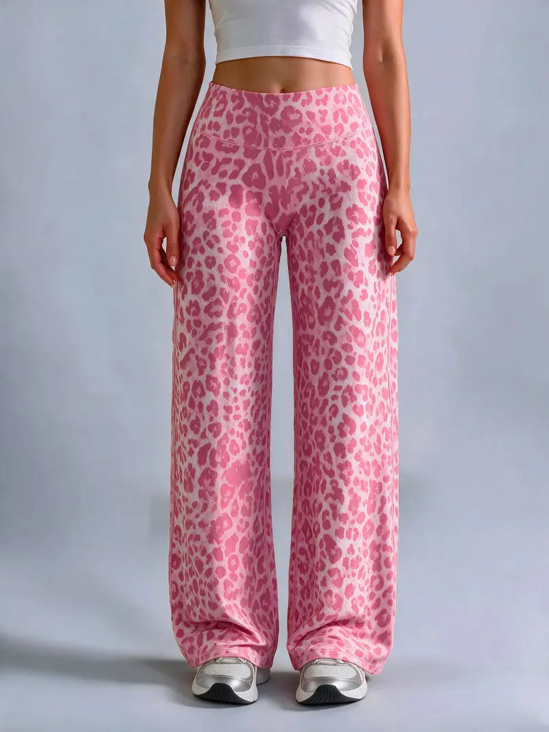 Women’s Light Simple Leopard-Print Wide-Leg Pants ✨