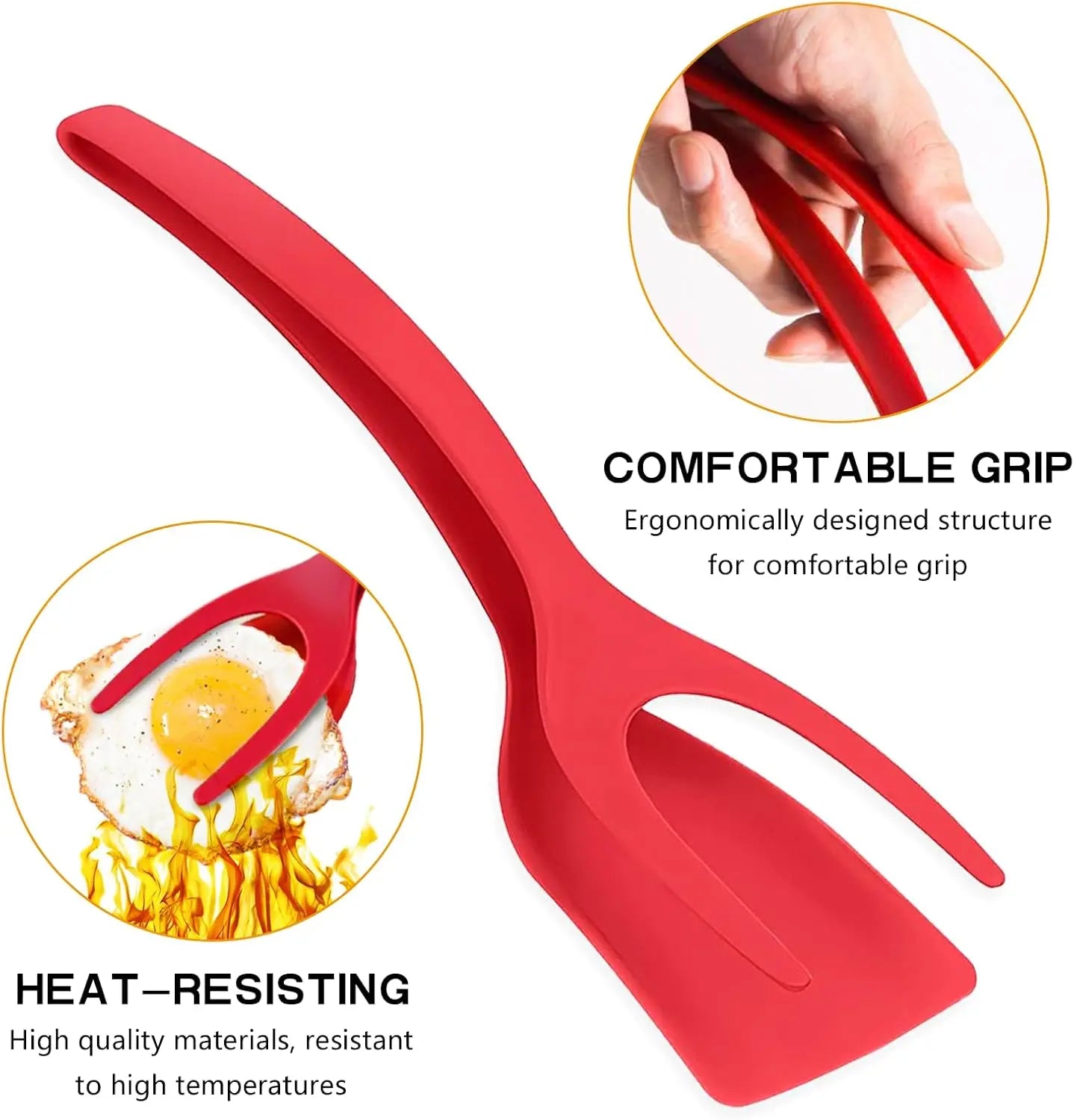 Grip & Flip Spatula Tongs - Sturdy, Durable Non‑Stick Egg Flipper & Food Turner for Pancakes 🍳
