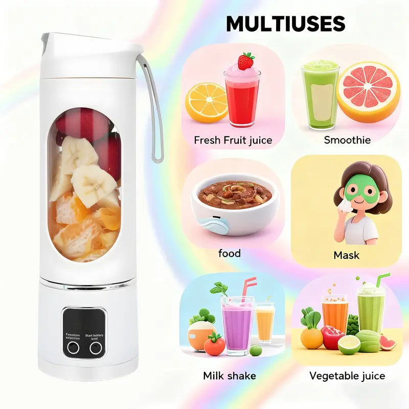 Portable 15.22 Oz USB Rechargeable Personal Blender with LED Display🥤