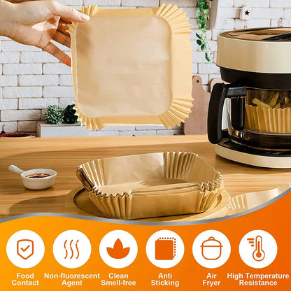 100Pcs Parchment Paper,Air Fryer Paper Liners, Air Fryer Liners Disposable for Microwave 📜