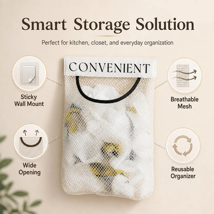 5PCS Grocery Garbage Bag Holder Trash Bag Dispenser, Sticky Wall‑Mounted Mesh Convenient Storage 🗑️