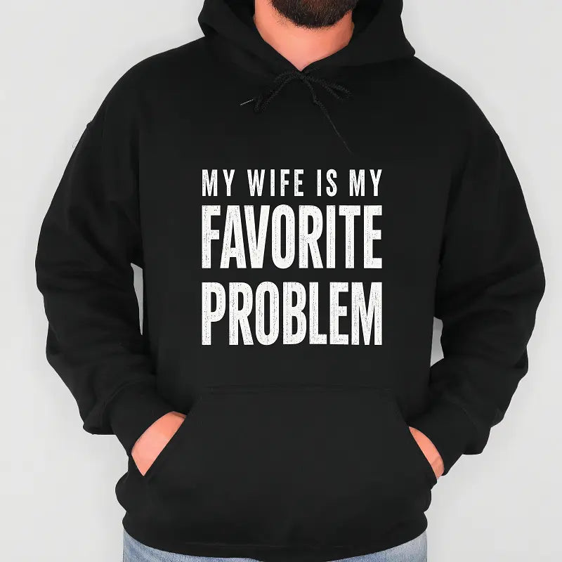 Men's Classic Shortsleeve T-Shirt, Funny 'My Wife Is My Favorite Problem' Graphic Print👕