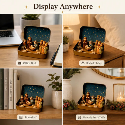 Religious Pocket-Size Mini Nativity Scene Set with Storage Box⛪