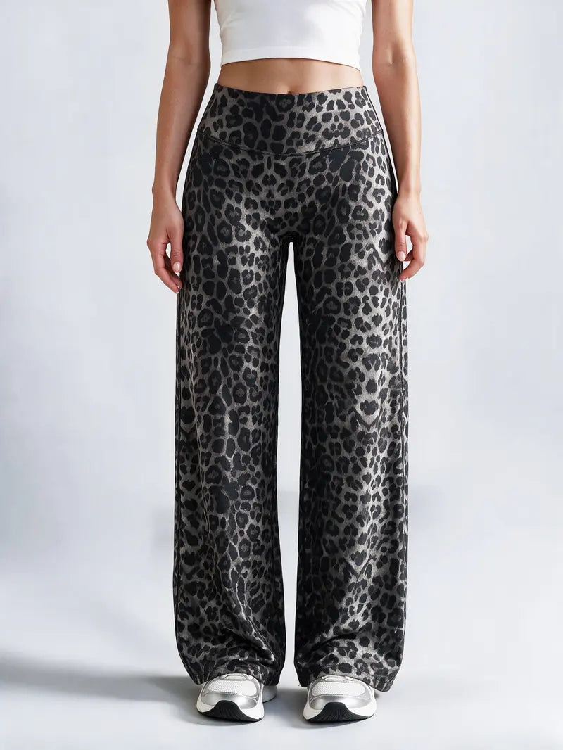Women’s Light Simple Leopard-Print Wide-Leg Pants ✨