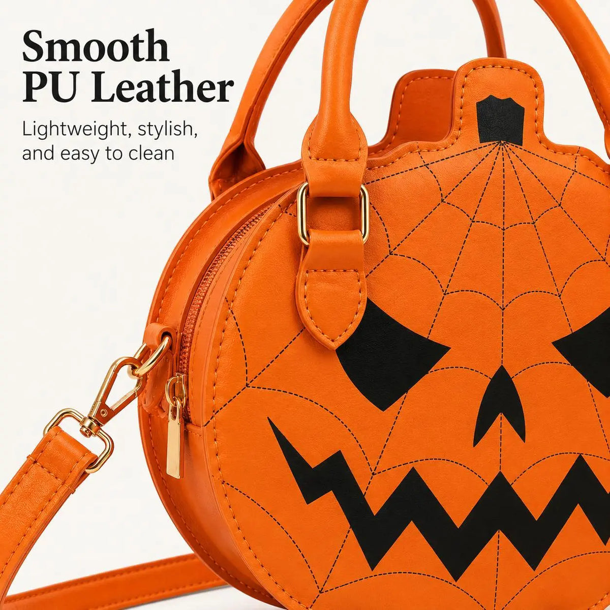 Pumpkin Halloween handbag material and construction