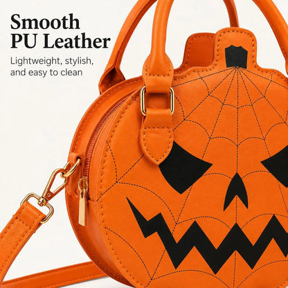 Spooky Jack‑O‑Lantern Pumpkin Crossbody Bag Novelty Spiderweb Stitching Handbag🎃