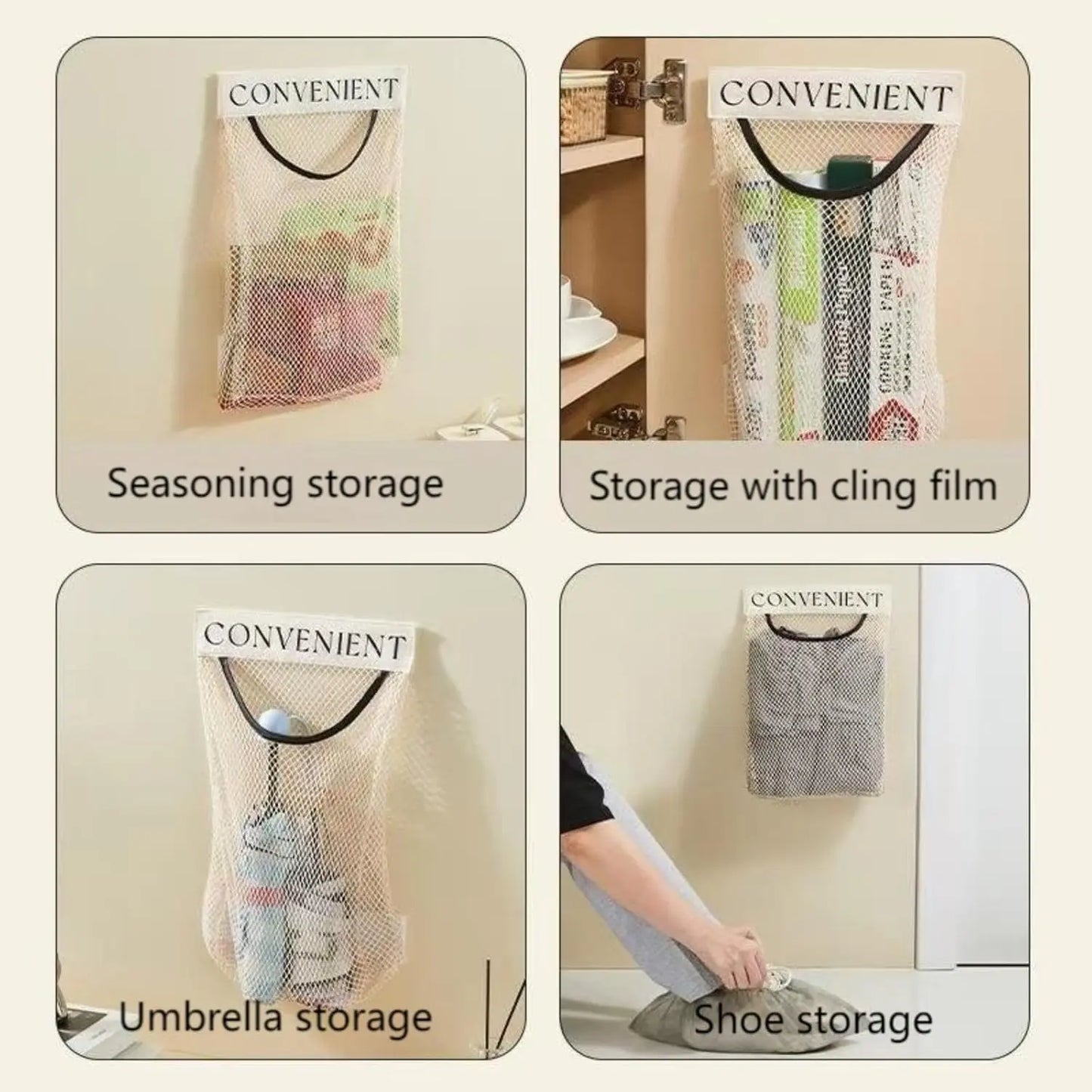 5PCS Grocery Garbage Bag Holder Trash Bag Dispenser, Sticky Wall‑Mounted Mesh Convenient Storage 🗑️