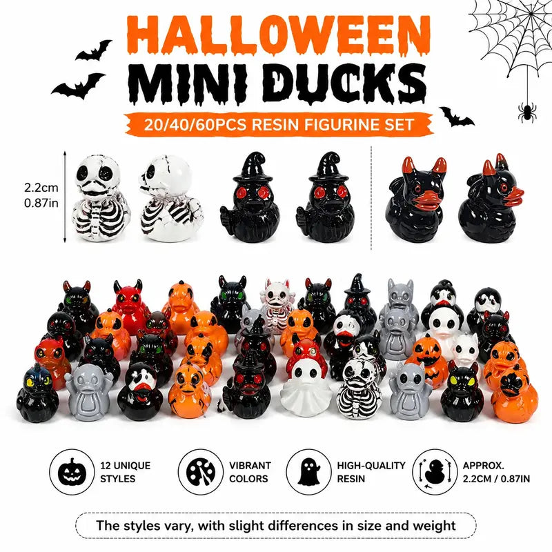 Mini Devil Ghost Skull Resin Ducks, Cute Spooky Desktop Decor, Creative Desktop Ornament🎃
