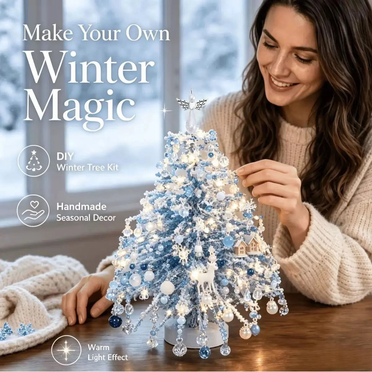 DIY Beaded Christmas Tree Kit, Hand‑Made Mini Crystal Bead Xmas Tree Craft Set 🎄