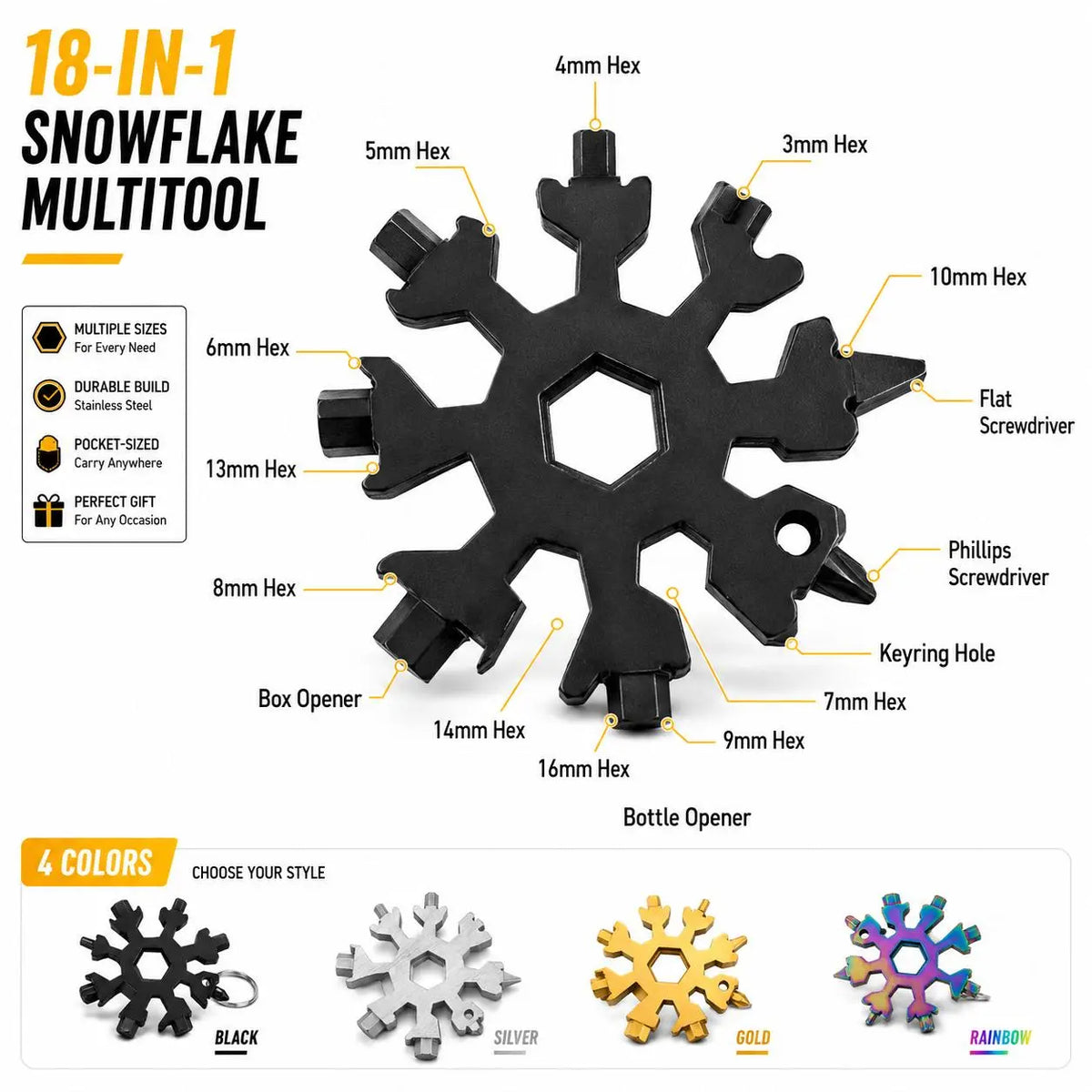 18 in 1 snowflake multi tool functions