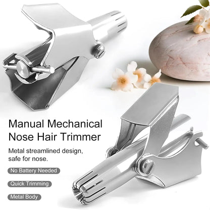 Manual Nose Hair Trimmer,Stainless Steel,Waterproof,No Battery Needed with Cleaning Brush Trimmer🪒