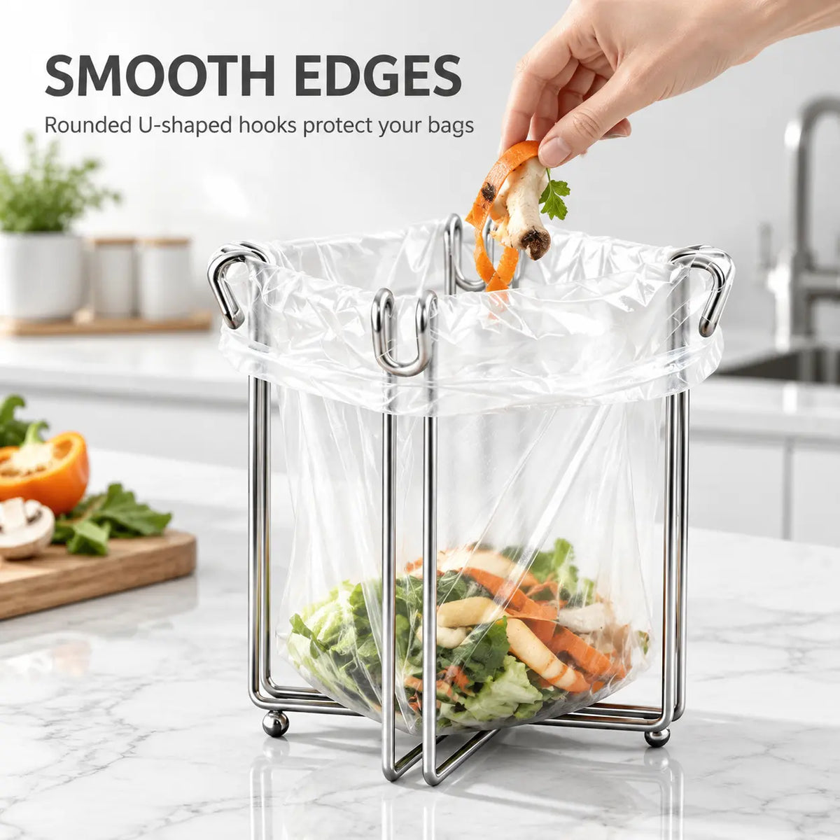 Easy to Disposal, Just Hook the Trash Bag, Foldable 304 Stainless Steel Trash Bag Holder🗑️