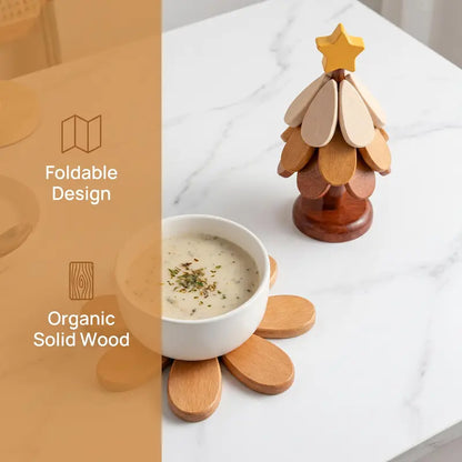 Wooden One Tree Solid Wood Coaster, Desktop Insulation Cup Mat, Festival Christmas Decor & Gift🌳